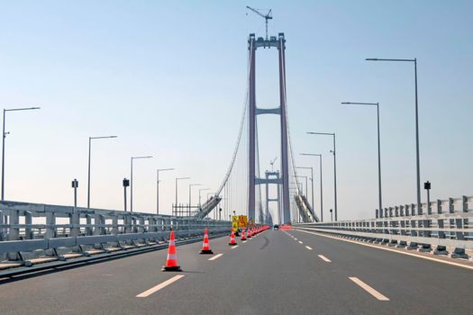 Canakkale,Turkey.August 11, 2022. 1915 Canakkale bridge and highway with its modern architecture are in the Dardanelles,Marmara region,Turkey.