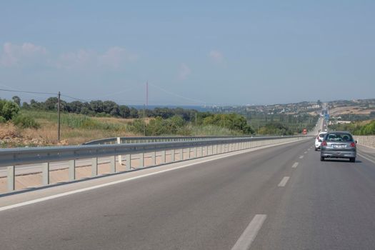 Canakkale,Turkey.August 11, 2022. 1915 Canakkale bridge and highway with its modern architecture are in the Dardanelles,Marmara region,Turkey.