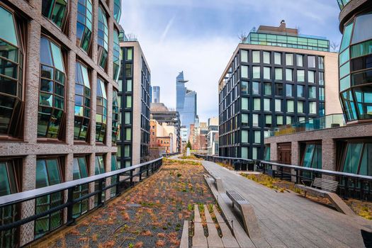 New York City High Line famous walkway view, tourist attraction in United states of America