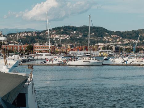 fishermen boats and harbour in La Spezia Italy