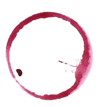 watercolor red wine round stain isolated on white background