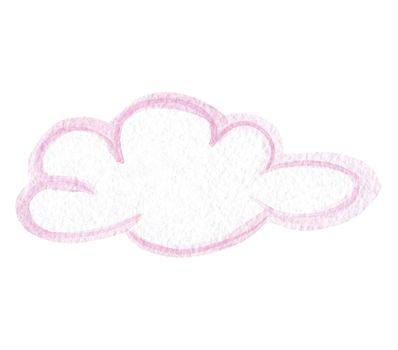 Watercolor pink cloud isolated on white background