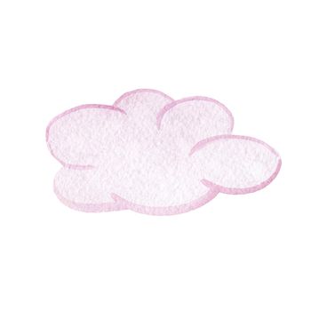 Watercolor pink cloud isolated on white background