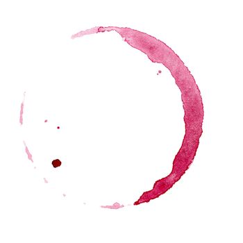 watercolor red wine round stain isolated on white background