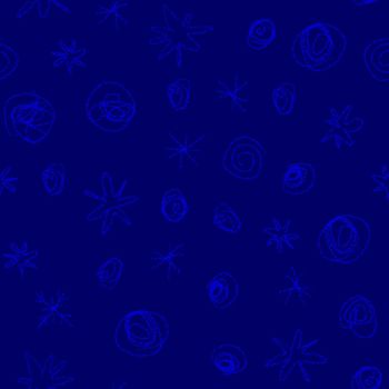 Hand Drawn Snowflakes Christmas Seamless Pattern. Subtle Flying Snow Flakes on chalk snowflakes Background. Admirable chalk handdrawn snow overlay. Powerful holiday season decoration.