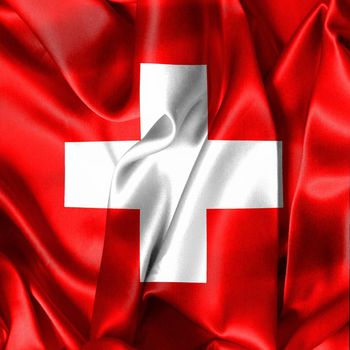 Swiss flag - realistic waving fabric flag
