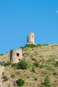 Crimea flying bay cembalo fortress balaklava balaclava mountain nature scenic, from shore summer for travel and architecture boat, view seascape. Embankment marina panoramic,