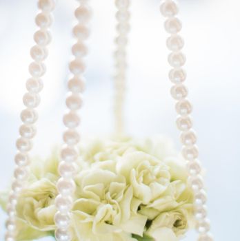 bridal bouquet with pearls - wedding, holiday and floral garden styled concept, elegant visuals