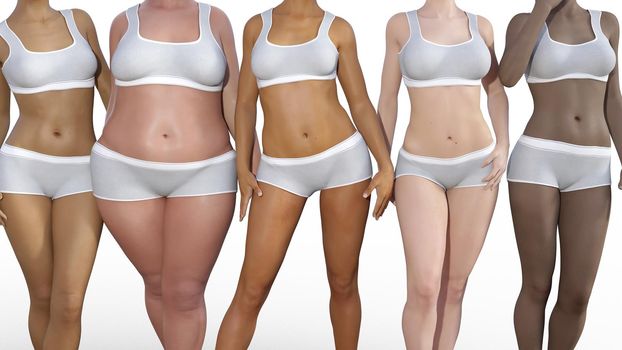 Skin Care Beauty Diversity with Different Body Types