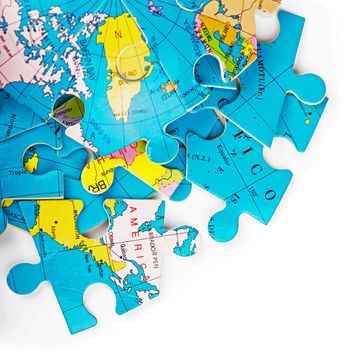 Concept of Globalization. Earth puzzle on white background