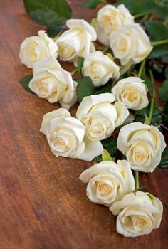 bouquet of white rose with green leaves