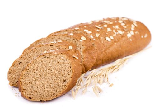 Tasty rye bread, isolated on white background