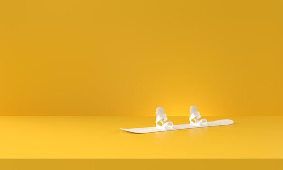 White Snowboarding on yellow background. 3d rendering.