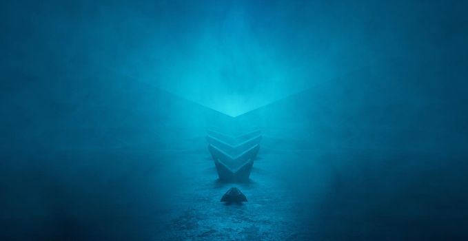 Luxurious And Elegant Alien Interesting Smoke Blue Garage Background Wallpaper 3D Illustration