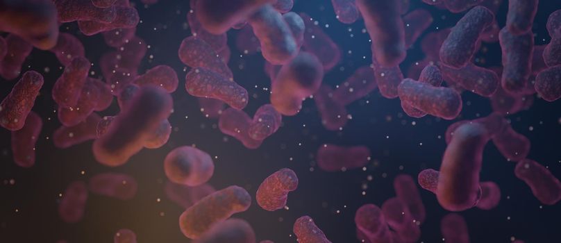 Virus bacteria cells banner background 3D Render