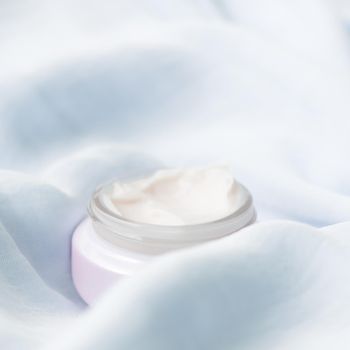 luxury face cream on soft silk - anti-aging, cosmetic and beauty styled concept, elegant visuals