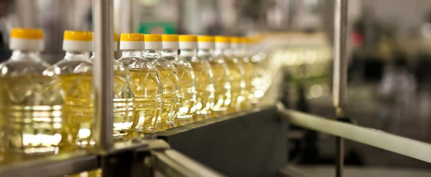 Factory for the production of edible oils. Shallow DOFF. Selective focus. Ukraine