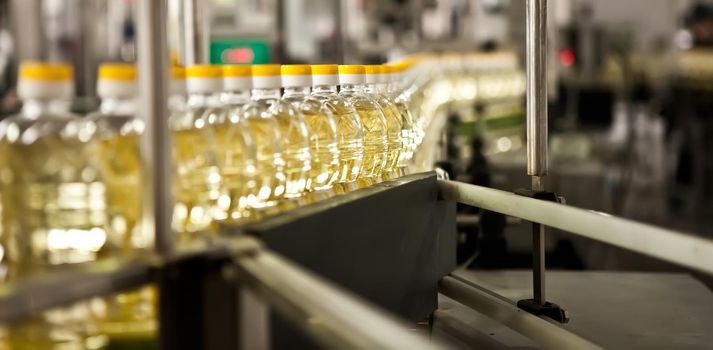 Factory for the production of edible oils. Shallow DOFF. Selective focus. Ukraine