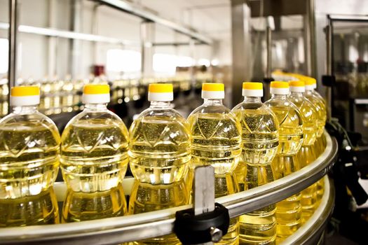 Factory for the production of edible oils. Shallow DOFF. Selective focus. Ukraine