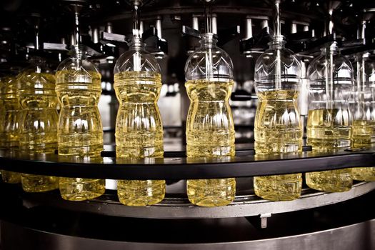 Factory for the production of edible oils. Shallow DOFF. Selective focus. Ukraine