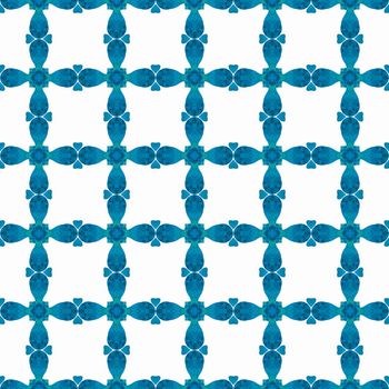 Chevron watercolor pattern. Blue authentic boho chic summer design. Green geometric chevron watercolor border. Textile ready astonishing print, swimwear fabric, wallpaper, wrapping.