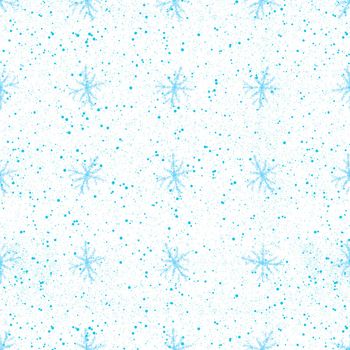 Hand Drawn Snowflakes Christmas Seamless Pattern. Subtle Flying Snow Flakes on chalk snowflakes Background. Alluring chalk handdrawn snow overlay. Posh holiday season decoration.