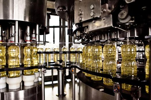 Factory for the production of edible oils. Shallow DOFF. Selective focus. Ukraine