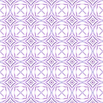 Textile ready charming print, swimwear fabric, wallpaper, wrapping. Purple energetic boho chic summer design. Ethnic hand painted pattern. Watercolor summer ethnic border pattern.