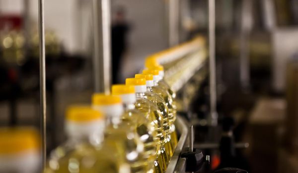 Factory for the production of edible oils. Shallow DOFF. Selective focus. Ukraine