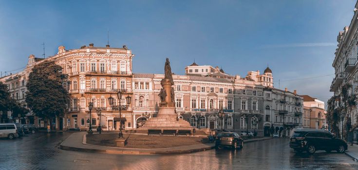 Odessa, Ukraine 12.08.2019. Ekaterininskaya square and monument to Catherine 2 in Odessa, Ukraine