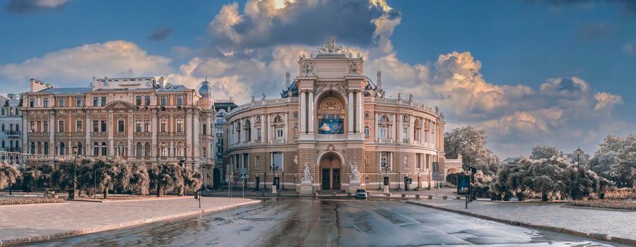 Odessa, Ukraine 12.08.2019. Opera and ballet theater in Odessa, Ukraine, in the early morning