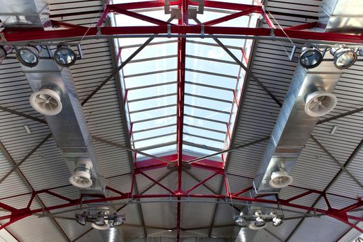 Ventilation and lighting on the ceiling of a modern building