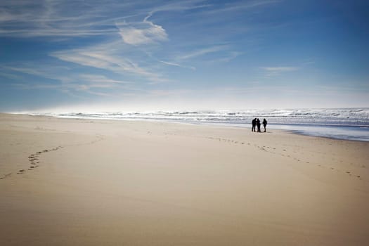 Group of people talking on the beach in France