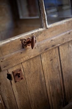 Old wooden door in a French farm