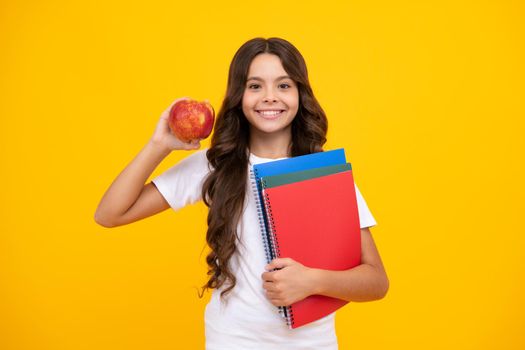 Back to school. Portrait of teenage school girl with books. Children school and education concept. Schoolgirl student