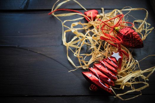 Christmas festive flatlay with gift boxes and decorations