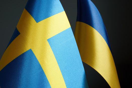 Flags of Sweden and Ukraine as symbol of cooperation.