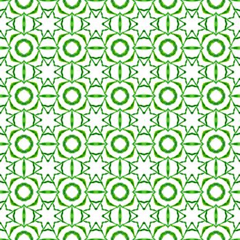 Ethnic hand painted pattern. Green breathtaking boho chic summer design. Textile ready majestic print, swimwear fabric, wallpaper, wrapping. Watercolor summer ethnic border pattern.