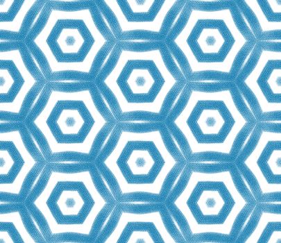Medallion seamless pattern. Blue symmetrical kaleidoscope background. Watercolor medallion seamless tile. Textile ready terrific print, swimwear fabric, wallpaper, wrapping.