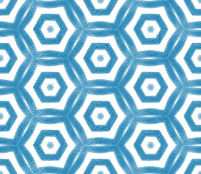 Medallion seamless pattern. Blue symmetrical kaleidoscope background. Watercolor medallion seamless tile. Textile ready terrific print, swimwear fabric, wallpaper, wrapping.