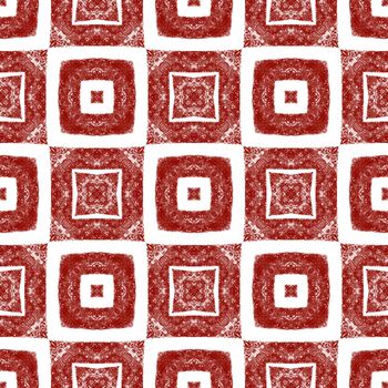 Ethnic hand painted pattern. Wine red symmetrical kaleidoscope background. Textile ready curious print, swimwear fabric, wallpaper, wrapping. Summer dress ethnic hand painted tile.