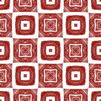 Ethnic hand painted pattern. Wine red symmetrical kaleidoscope background. Textile ready curious print, swimwear fabric, wallpaper, wrapping. Summer dress ethnic hand painted tile.