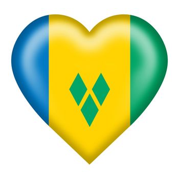 A Saint Vincent and the Grenadines flag heart button isolated on white with clipping path 3d illustration