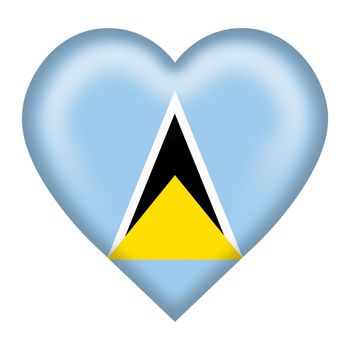 A Saint Lucia flag heart button isolated on white with clipping path 3d illustration
