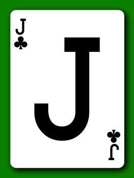 A Jack of Clubs playing card with clipping path to remove background and shadow 3d illustration