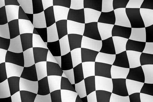 A chequered flag 3d illustration wind ripple motor race