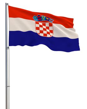 Croatia flag waving in the wind, white background, realistic 3D rendering image