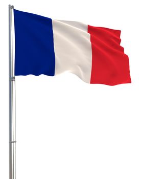 France flag waving in the wind, white background, realistic 3D rendering image