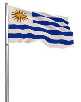 Uruguay flag waving in the wind, white background, realistic 3D rendering image