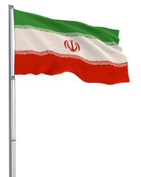 Iran flag waving in the wind, white background, realistic 3D rendering image